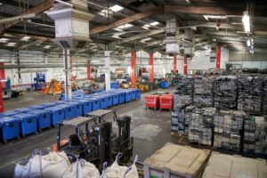 Inside view of Wiser Recycling's facility for waste electrical and electronic equipment in Thetford, Norfolk