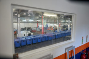 Wiser Recycling's Thetford WEEE facility throgh the office window